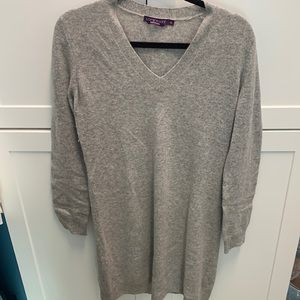 100% cashmere light grey sweater dress xl